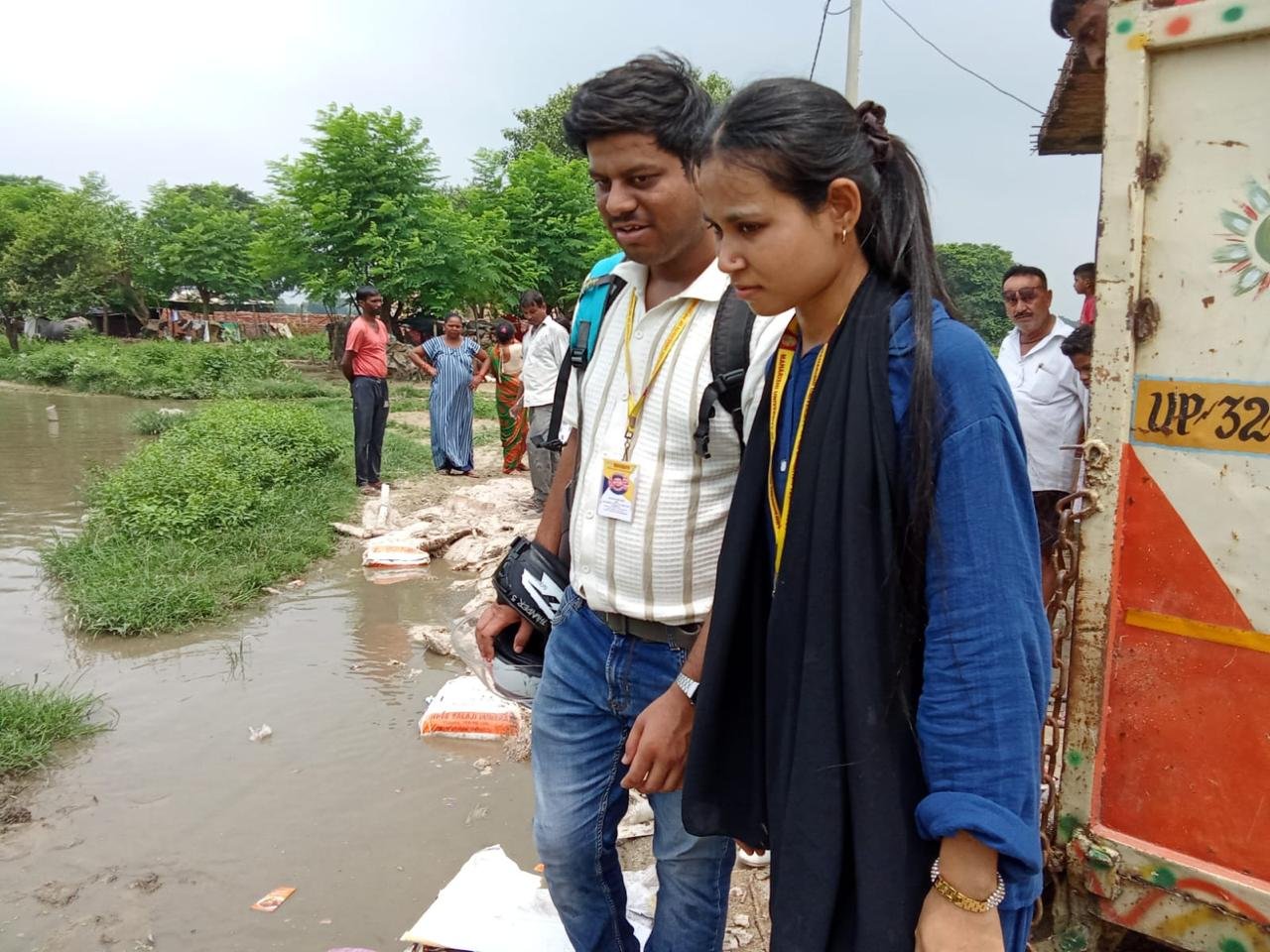 Team handing over mental health material